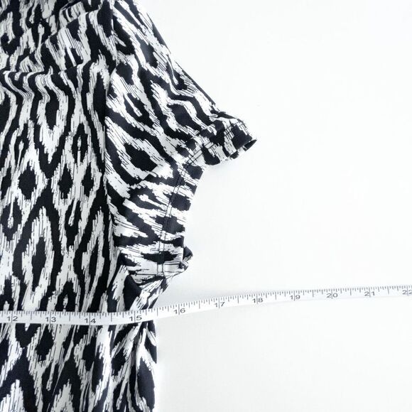 Banana Republic Womens Midi Dress V Neckline Tie Waist Black White Medium - Picture 8 of 8